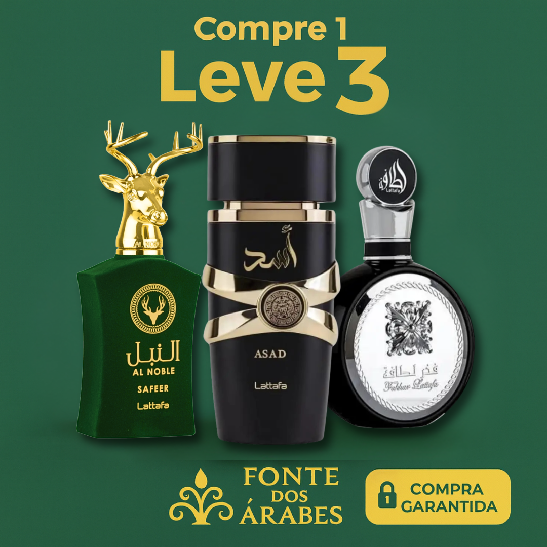 PROMOÇÃO COMPRE 1 LEVE 3 - Al Noble Safeer, Fakhar e Lataffa Black - Queima de Estoque🔥  - 100ml Cada | Masculino
